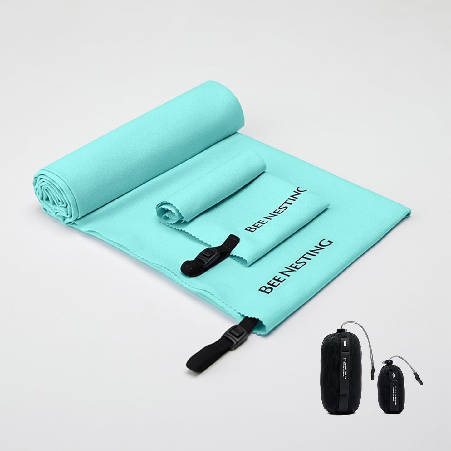 Ultralight Quick Dry Towel, 2 Pack Microfiber Towels with Compact Packable Pocket for Backpacking Travel Beach Gym Camping (Mint Green 2 Set), 2XL&S