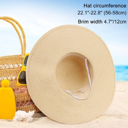 DRESHOW Beach Hats for Women Big Straw Wide Brim Summer Hat Floppy Foldable Roll up Cap Sun Hat UPF 50+
