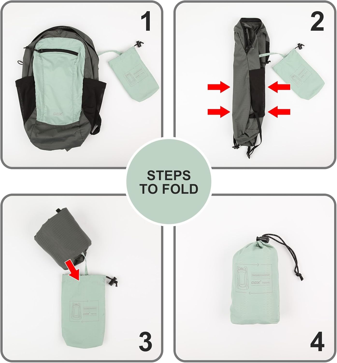 GOX Foldable 20l Backpack For Travel Lightweight Hiking Packable Daypack for Men Travel Camping Outdoor Bag Women (Jade)