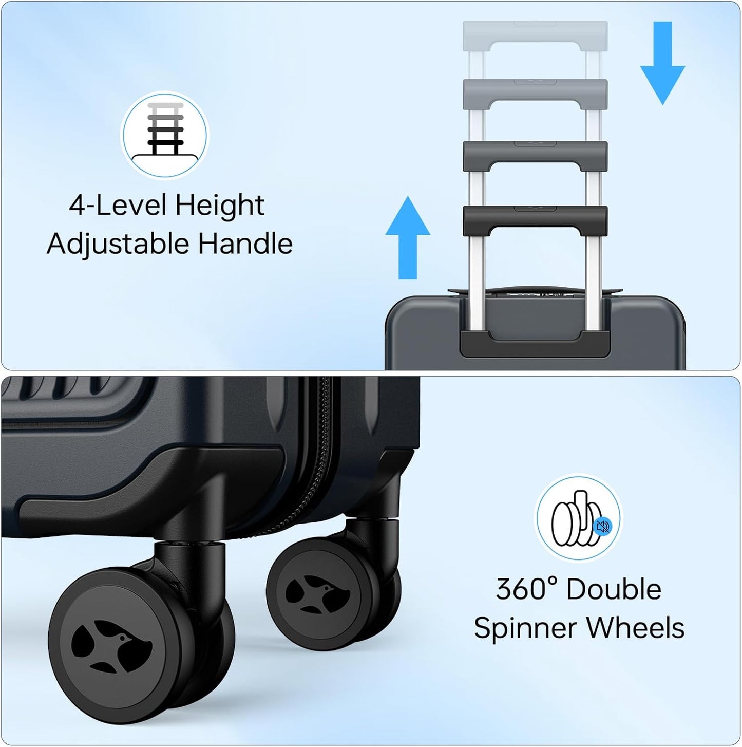 MGB Carry on Luggage 22 X 14 X 9 Airline Approved Suitcase with Wheels,20 Inch Travel Suitcase Lightweight with Spinner wheels And Hard Luggage Airline Approved with TSA Lock Carry on