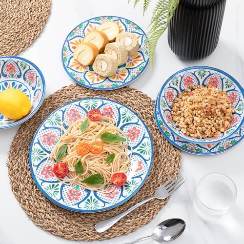 Melamine Dinnerware Sets, 12-Piece Dinner Dishes Set Service for 4
