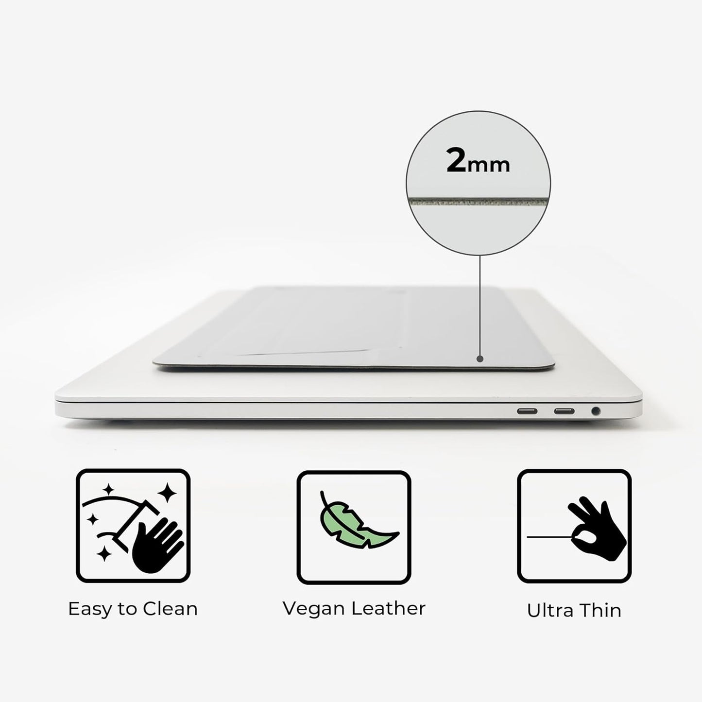 SenseAGE Laptop Stand for Desk, Office, Ergonomic Notebook Stand, Foldable & Portable Travel FlatStand, Lightweight, Anti-Slip, Compatible with MacBook Air, Pro, and Up to 15.4" Laptops (Charcoal)