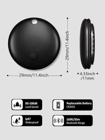 Tracker Tags, Item Finder Work with Apple Find My (iOS Only), Tracking Device Locator Smart Tag for Luggage, Keys, Wallet, Bike, Pets, Bags (Black & White, 2 Pack)