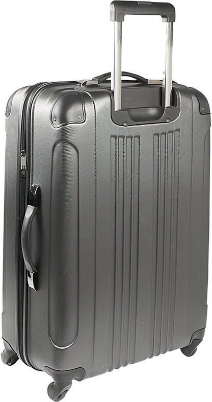 Kenneth Cole REACTION Out of Bounds Lightweight Hardshell 4-Wheel Spinner Luggage, Charcoal, 28-Inch Checked