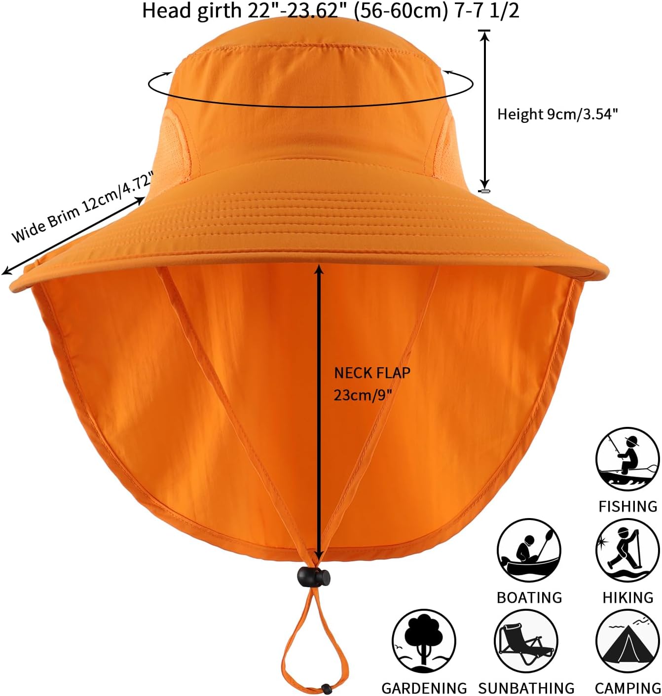 Home Prefer Outdoor UPF50+ Sun Hat Wide Brim Mesh Fishing Hat with Neck Flap