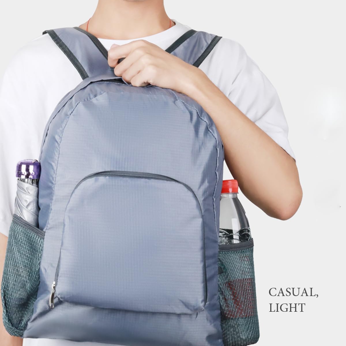 20L Hiking Daypack, Lightweight Backpack for Travel Camping Outdoor, Foldable Backpack For Men Women(BLACK)