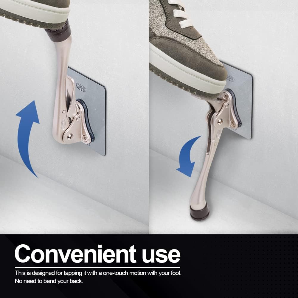 One-Touch Doorstop Adhesive Bracket (Black, 6inch x 2pack)