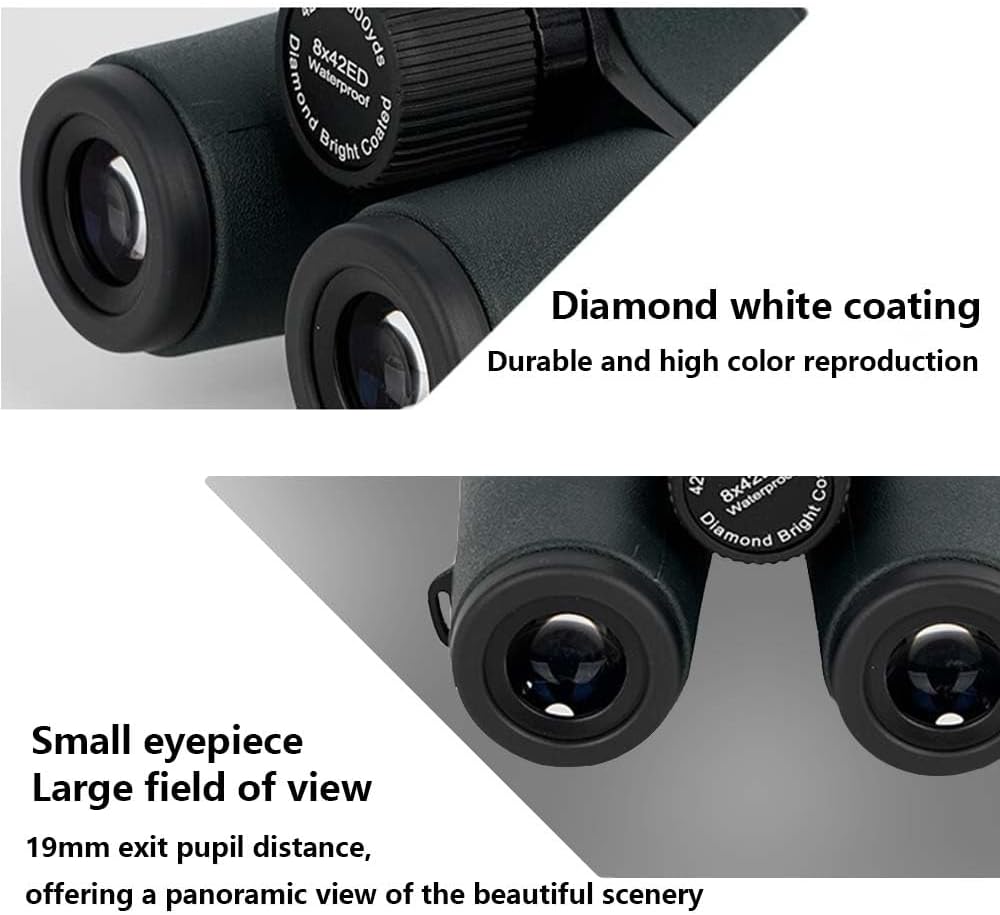 8x42ED Compact Binoculars for Adults – High-Powered BAK4 Prisms, Diamond White Coating, Waterproof & Fogproof, Rubber Armored – Ideal for Bird Watching, Hunting, Travel, Outdoor Sports