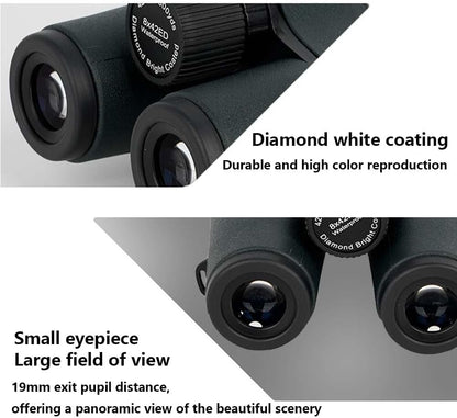 8x42ED Compact Binoculars for Adults – High-Powered BAK4 Prisms, Diamond White Coating, Waterproof & Fogproof, Rubber Armored – Ideal for Bird Watching, Hunting, Travel, Outdoor Sports