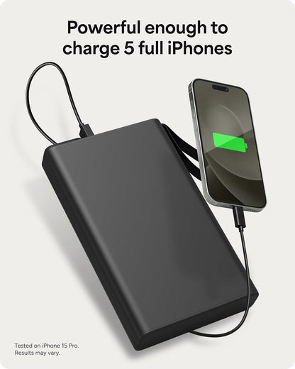 mophie powerstation pro AC (2023)-27,000 mAh External Battery compatbile With MacBook&iPad Portable PD battery with 100W of AC&60W USB-C Fast Charge integrated carry strap-USB-C cable included, Black
