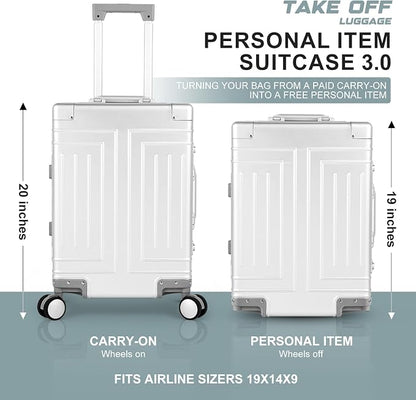 All Aluminum 20'' Luggage with Removable Spinner Wheels, Provide Spare - Image 3