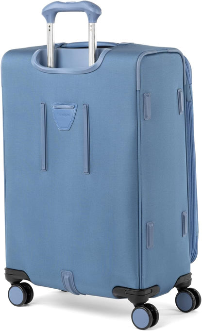 Travelpro VersaPack+ Lightweight Softside Expandable Checked Luggage, 8 Spinner Suitcase, TSA Lock, Men and Women, Checked Medium 25-Inch, Elemental Blue