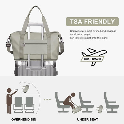 Travel Duffel Bag, Sports Tote Gym Bag, Shoulder Weekender Overnight Bag for Women