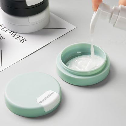 Travel Containers for Toiletries, Magnetic Travel Containers (30ml), TSA Approved Cream Jars with Toiletry Bag, Leak-proof Small Jars with Multiple Labels for Better Organization