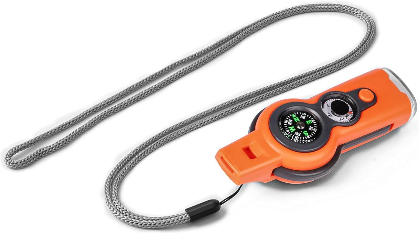 Emergency Survival Function Whistle, Outdoor Multifunctional Tool Safety Whistle with Lanyard, Ideal for Kayaking, Boating, Hiking, Camping, Climbing, Hunting, Fishing, Rescue Signaling