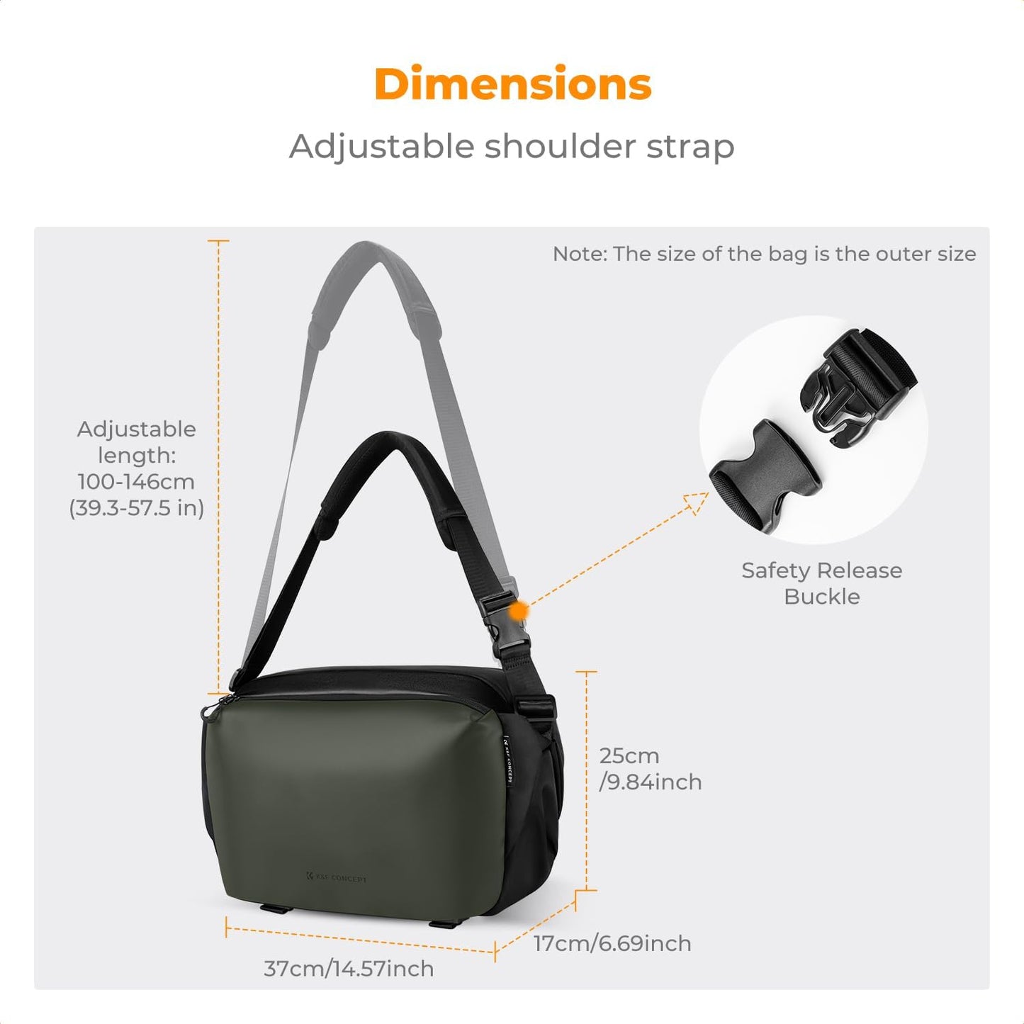 K&F Concept 2 in 1 Sling Bag Everyday Shoulder Bag & Multifunction Photography Crossbody Camera DSLR Backpack Portable Bag