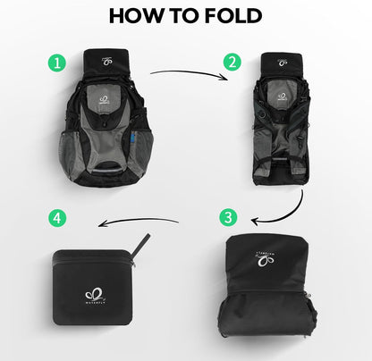 WATERFLY Lightweight Packable Hiking Backpack: 30L Foldable Travel Daypack Ultralight Camping Day Pack for Woman Man