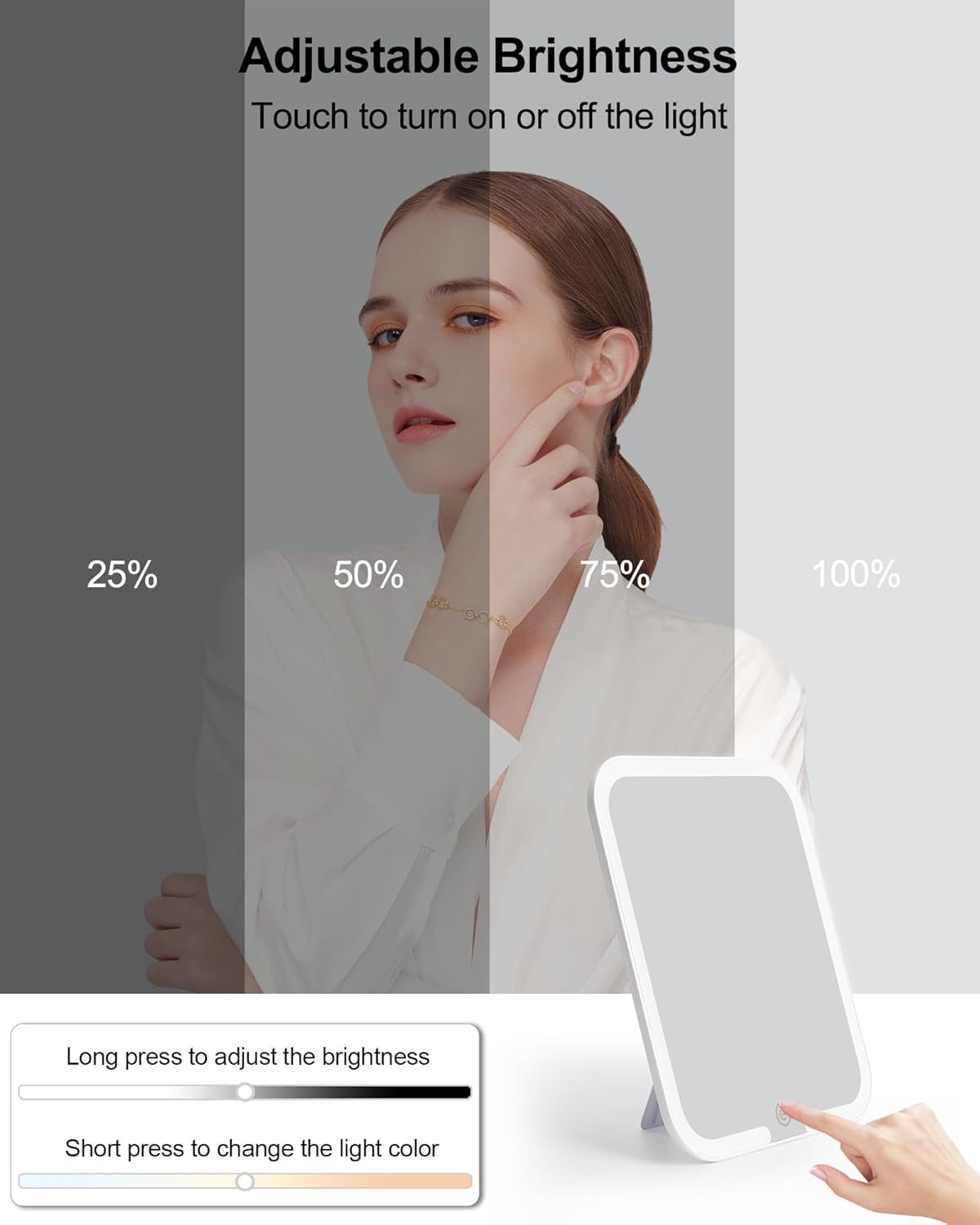 Chomeiu Makeup Bag with LED Mirror, Cute Cosmetic Bags Birthday Gifts for Girls Women, Makeup Train Case Artists Organizer Large Make Up Bags with Light Up Mirror 3 Color Lights, Pink