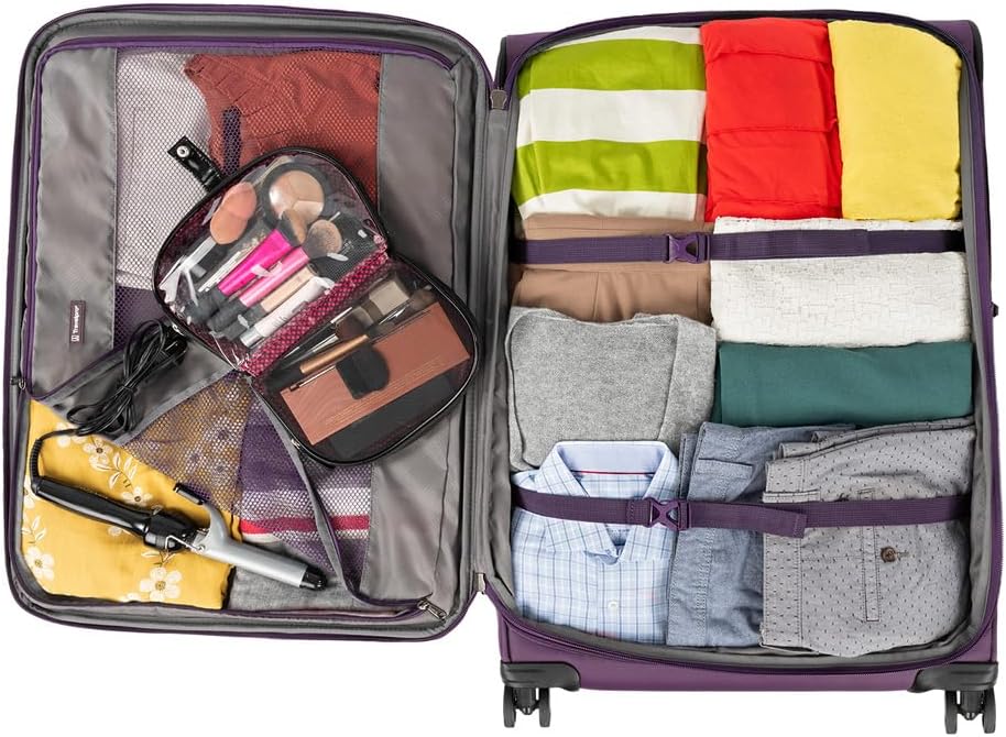 Travelpro Tourlite Softside 29" Expandable Luggage with 4 Spinner Wheels, Lightweight Suitcase, Checked Large, Deep Purple