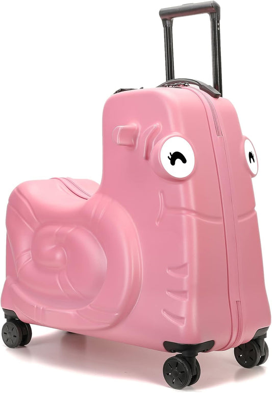 Kids Luggage, Kids Ride-on Luggage with Spinner Wheels Suitcase, Kid's Ride-On Suitcase Help Your Child Relax, Carry On Trolley with Password Lock (Pink, 20 inches)