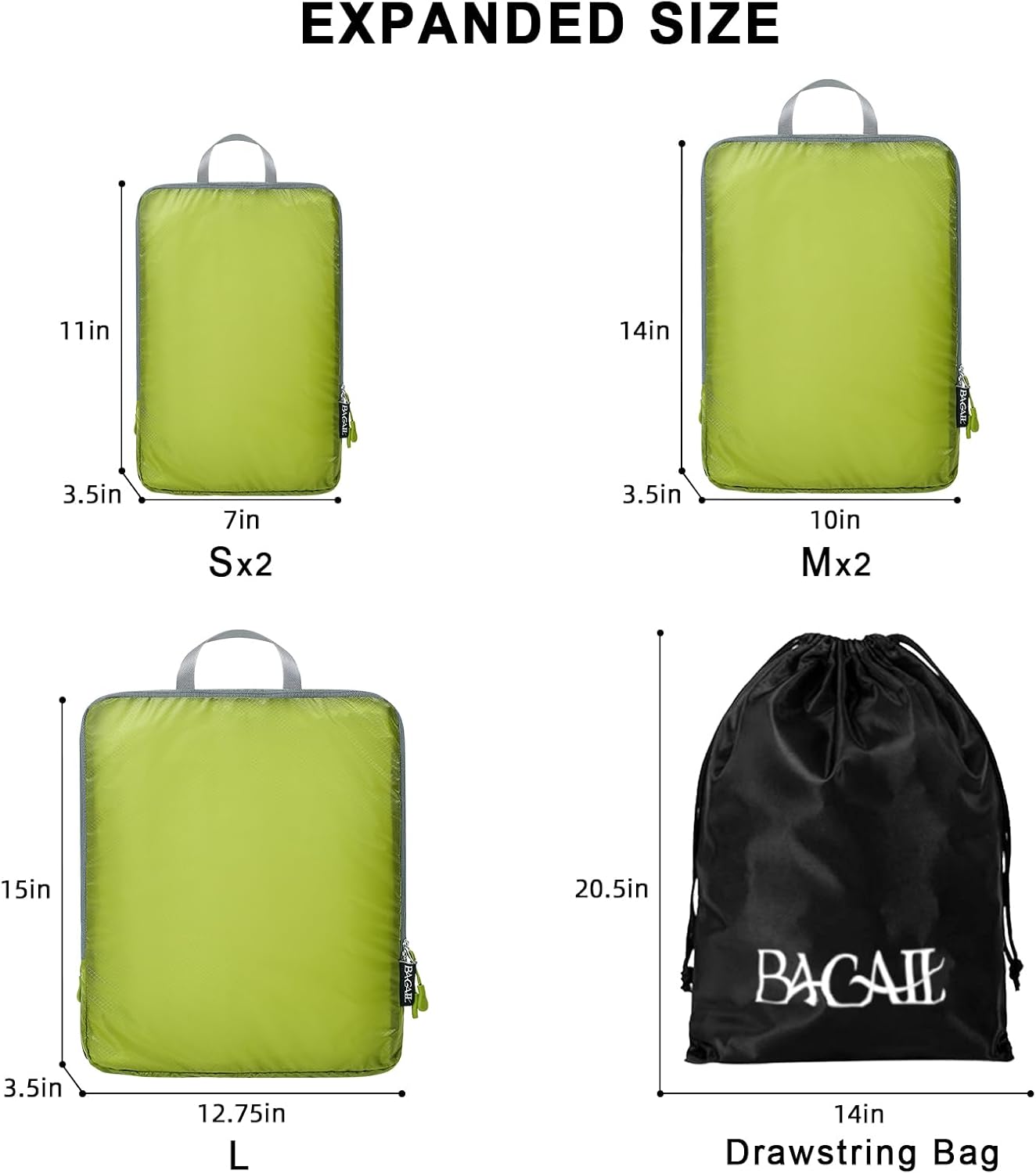 BAGAIL 6 Set Ultralight Compression Packing Cubes Packing Organizer for Travel Accessories Luggage Suitcase Backpack