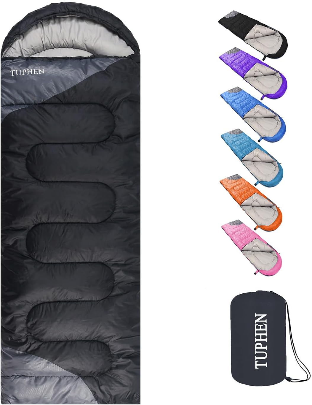 tuphen- Sleeping Bags for Adults Kids Boys Girls Backpacking Hiking Camping Microfiber Liner, Cold Warm Weather 4 Seasons Indoor Outdoor Use, Lightweight & Waterproof