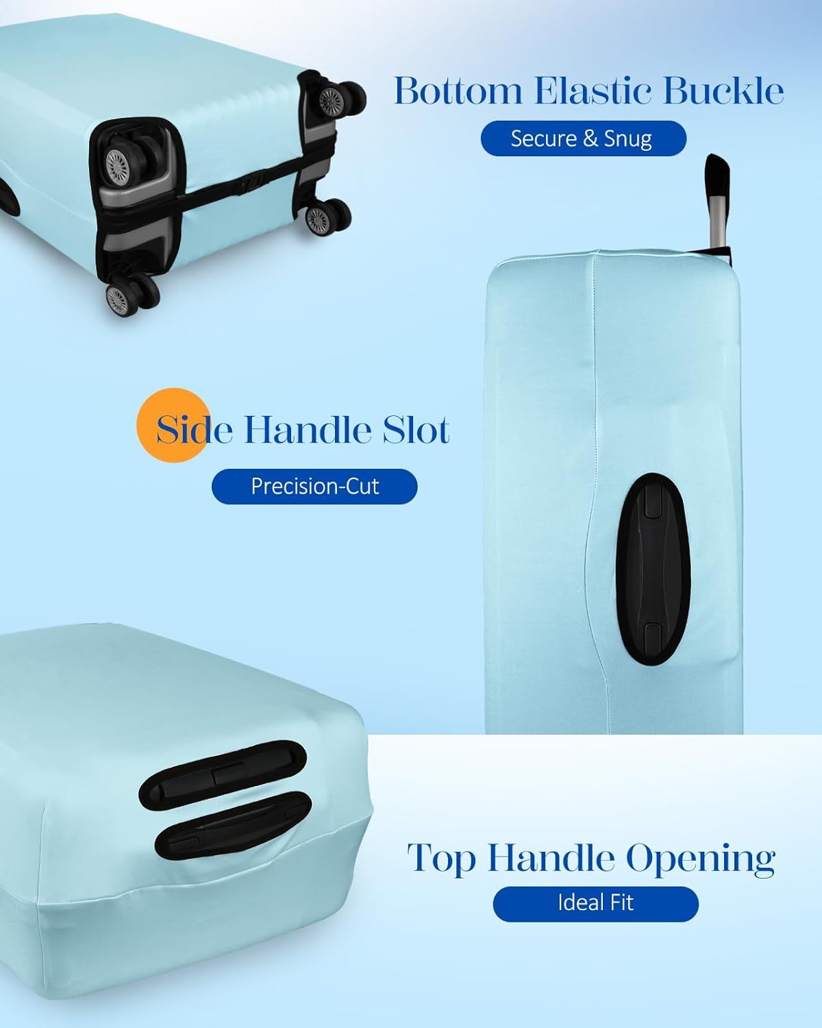 Slohif Luggage Cover for Suitcase Tsa Approved Protector - Luggage Sleeve Suit Case Cover Travel Stretch Large Baggage Case Protective Washable Fit 22-24 Inch Light Blue