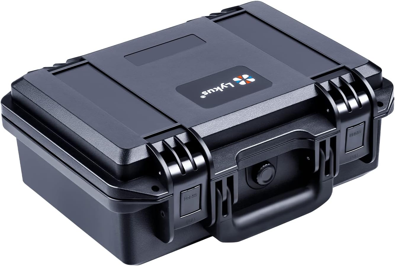Lykus HC-3010 Waterproof Hard Case with Customizable Foam Insert, Interior Size 11.81x7.87x4.72 in, Suitable for Pistol, Camera, Lens, Drone, Mic, Flashlight, Electronics, Tools, and More