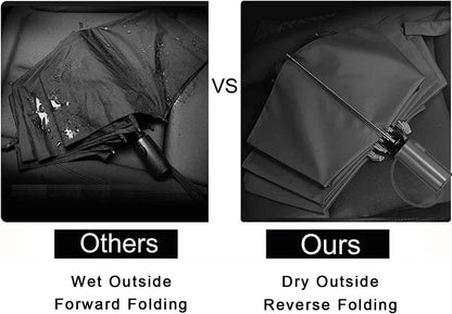 LANBRELLA Compact Reverse Folding Umbrella Auto Windproof Travel Umbrella