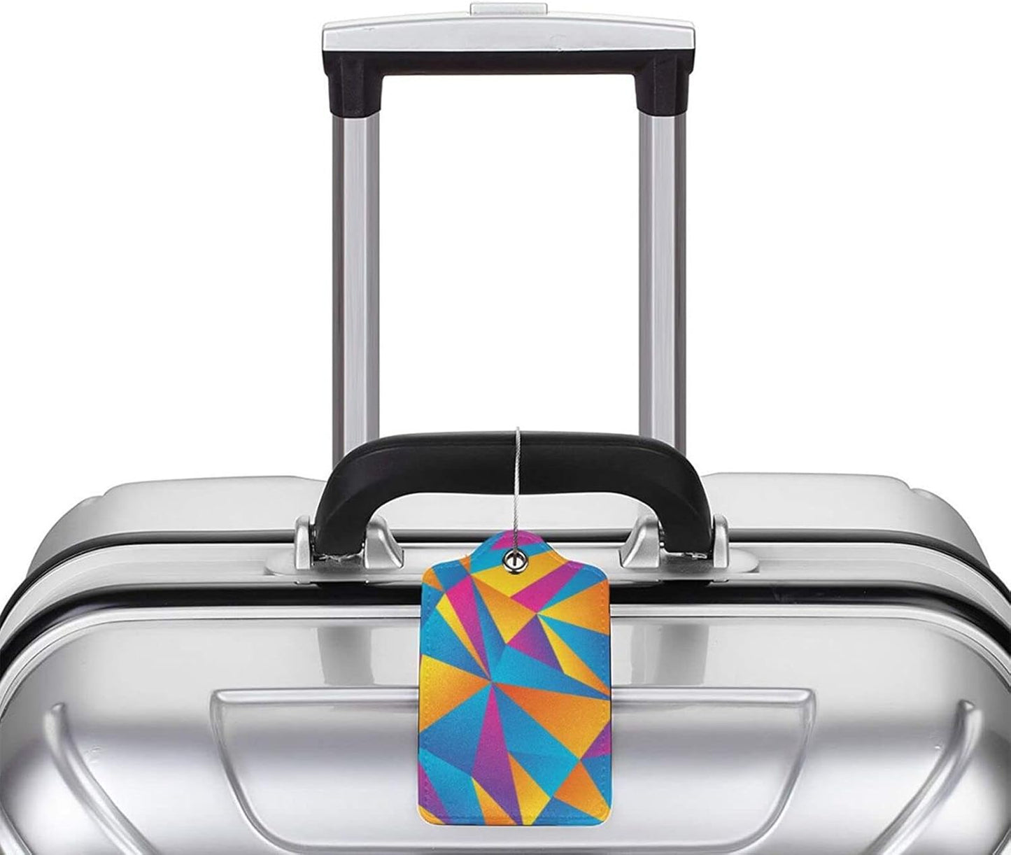 2PC Colorful Abstract Luggage Tags for Suitcases, Art Blue, Orange, Purple Geometric Pattern Suitcase Tags with Privacy Name Labels ID Cards for Travel Bag Backpack for Women Men Boys Girls
