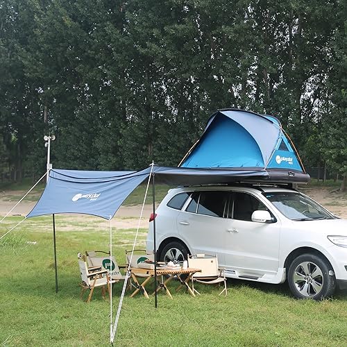 2 Person Inflatable Car Roof Top Tents with Pump and Awning,4 Season Camping Dome Roof Top Tent Camping Tent for SUV, Truck and Universal Car,Easy Setup