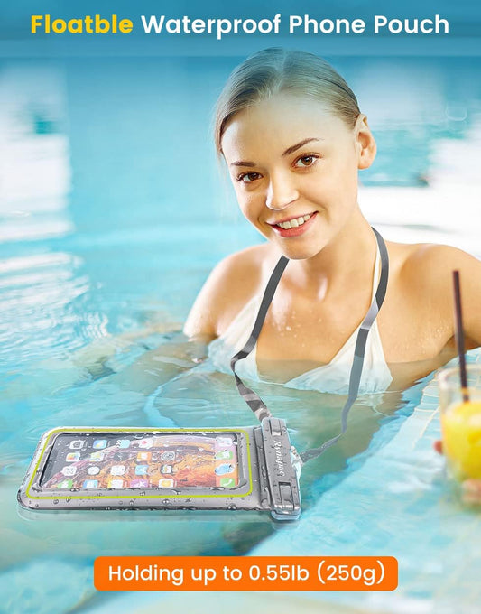 IP68 Waterproof Phone Pouch, Floating Waterproof Phone Case for iPhone 16 15 Pro Max Galaxy S24+ S23 Pixel 8 Pro with Detachable Lanyard, Cellphone Dry Bags Beach Vacation Essentials -2 Pack