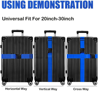 Luggage Straps for Suitcases TSA Approved-2 Pack Bright Personalized Luggage Belt Strap for Suitcase/Carry On Bag Luggage Accessories for Travel (Blue)