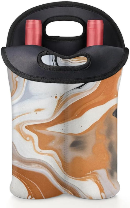Wine Carrier Tote Personalized Bag for 2 Bottles - Neoprene Wine Bottle Holder with Carry Handle, Wine Protective Bag Insulated Bag Beer Cans Water Bottle Holder for Travel Picnic,Style3