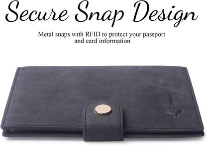 Genuine Leather Passport Case, RFID Passport Cover with Credit Card Holder for Women and Men Family ID Travel