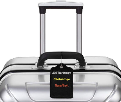 2 Pack Personalized Luggage Tags for Suitcases Travel with Photo Name Logo, Custom Leather Bag Tag for Women Girls Couples, Privacy Cover with Stainless Steel Loop Name Id Card Labels