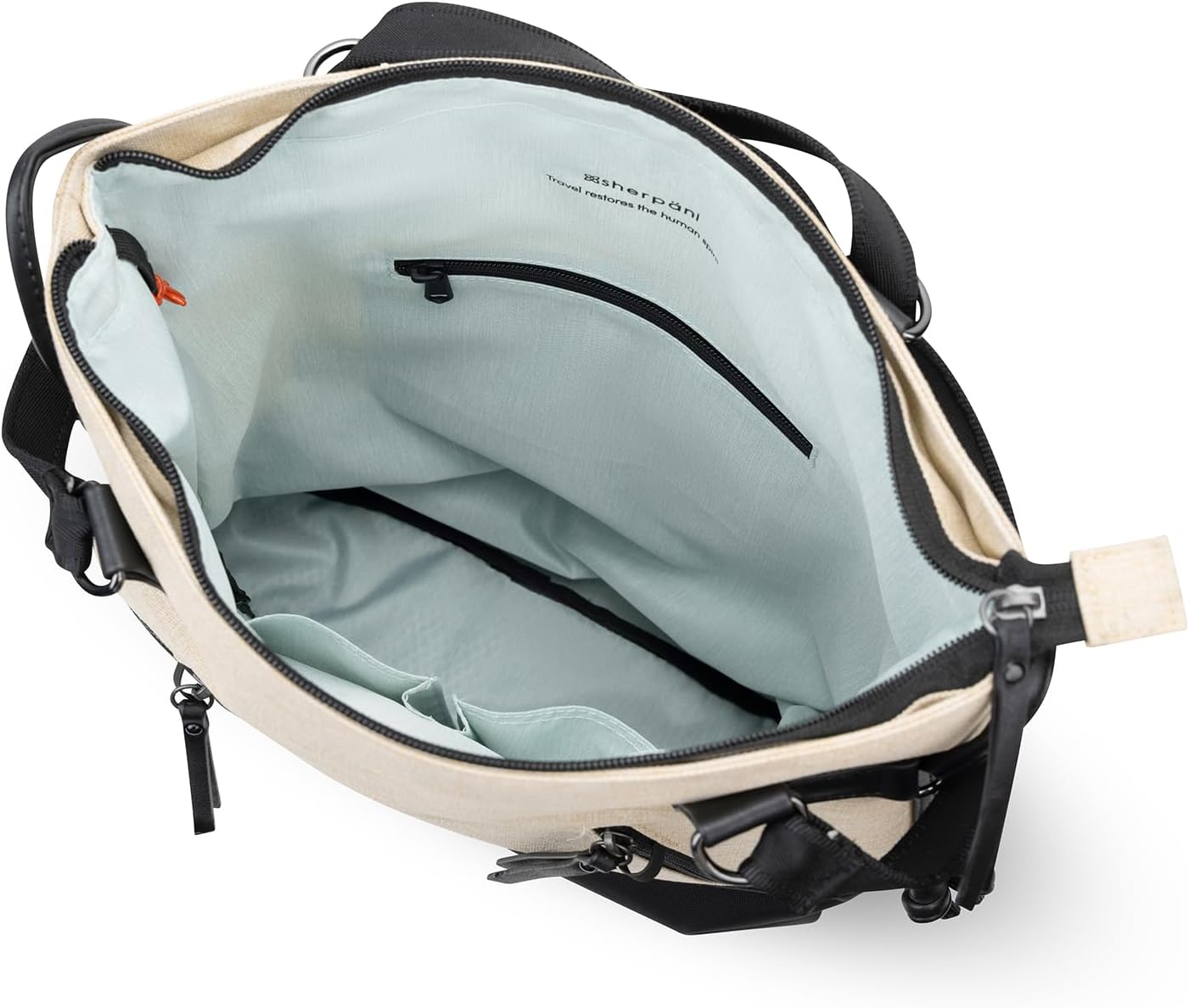 Sherpani Tempest, Anti Theft Convertible Backpack Tote, 14L Travel Backpack, Travel Gifts for Women, Handbags, RFID Protection, Metal Hardware, Fits 15” Laptop (No Sleeve) (Straw)