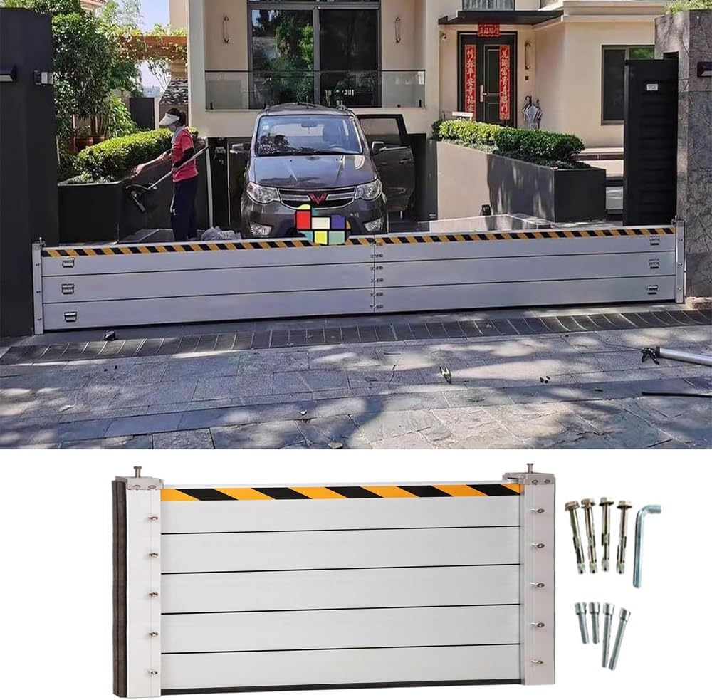 Reusable Flood Barrier, 3/4/5/6/7/8/9/10/11/12/13ft Long Heavy Duty Aluminum Water Barrier Shield for Sliding Glass Door/Driveway/Home Doorway, Removable Stopper Shield with Rubber(H 3.3ft