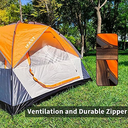 IFAST 2/6 Family Camping Tents, Outdoor Double Layers Waterproof Windproof with Top Roof Rainproof and Large Mesh Windows Portable Easy Set Up Camping Gear with Carry Bag for All Seasons