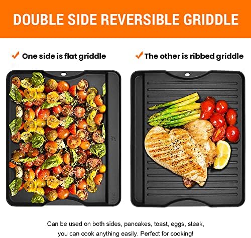 GGC Reversible Cast Iron Grill Griddle for All Camp Chef 14" and 16" Stoves, Double Side Griddle for Camp Chef Explorer 2-Burner, 3-Burner, Single Burner Stove, Cooking Surface 14" x 16"