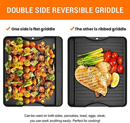 GGC Reversible Cast Iron Grill Griddle for All Camp Chef 14" and 16" Stoves, Double Side Griddle for Camp Chef Explorer 2-Burner, 3-Burner, Single Burner Stove, Cooking Surface 14" x 16"