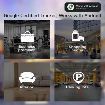 Android Smart Item Tracker Locator - SEVEN SWAN Bluetooth for Google Finder Card with Wireless Charging & 3-Month Battery for Credit Cards Black