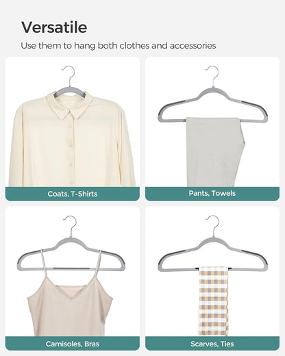 SONGMICS Clothes Hangers, Pack of 60 Plastic Coat Hangers, Space-Saving, Light Gray and Dark Gray UCRP0050G01