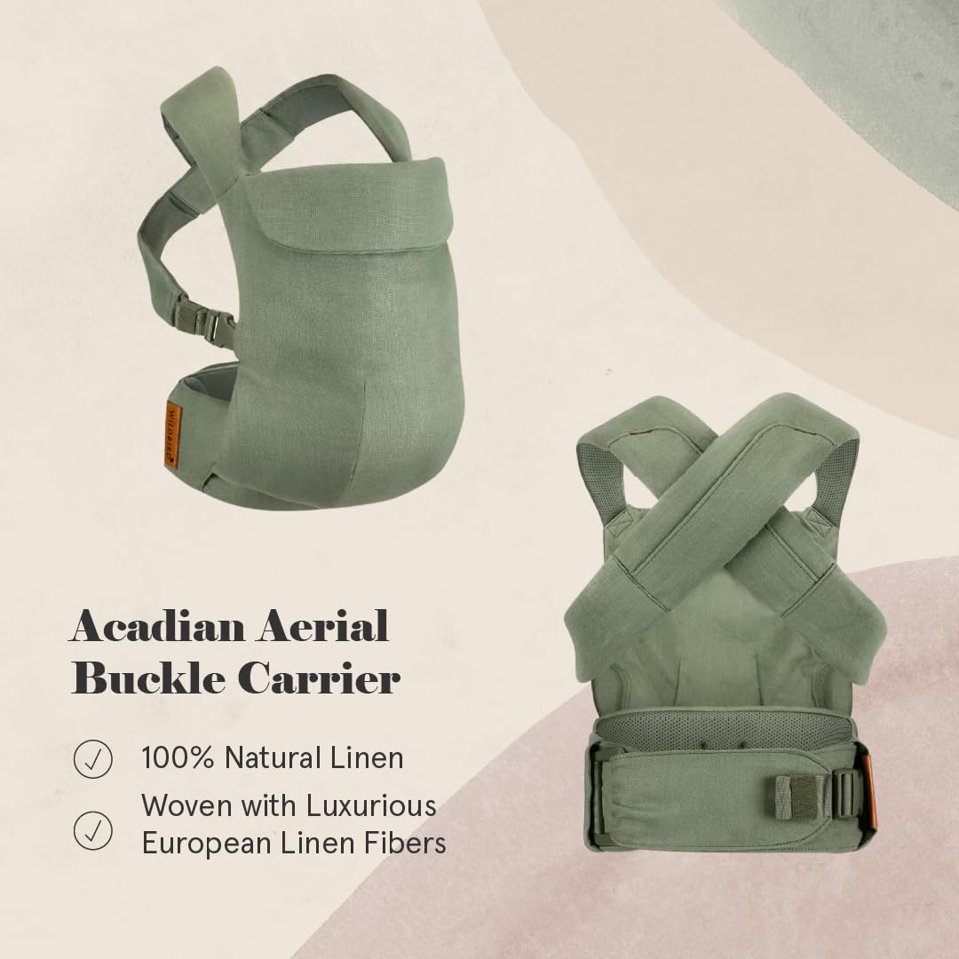 WildBird - Aerial Carrier - 7 to 45 lbs - for Moms, Dads & Caregivers - 100% Natural European Linen Fibers - Versatile & Adjustable - Small Size - Acadian Fabric
