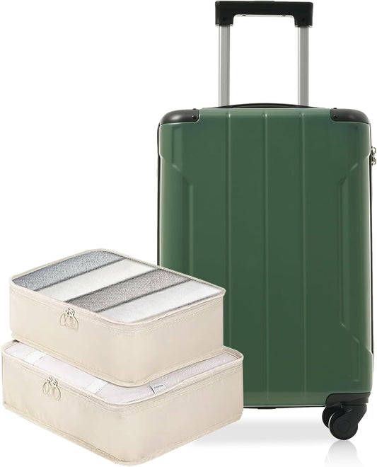 Merax Carry on Luggage Set, 20 Inch Hardshell ABS Suitcase with Spinner Wheels, Built-in TSA Lock & 2 Packing Cubes Airline Approved for Business Weekend Travel