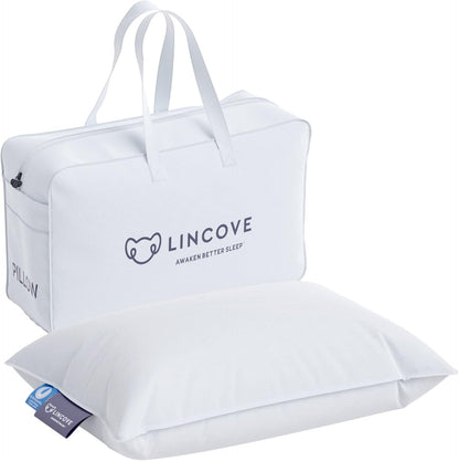 Lincove Canadian Down Toddler Pillow for Sleeping - Perfect for Kids Travel Pillow, Nap Time, Toddler Cot, Crib, Bed - 800 Fill Power, 100% Cotton Shell, 400 Thread Count (13 x 18)