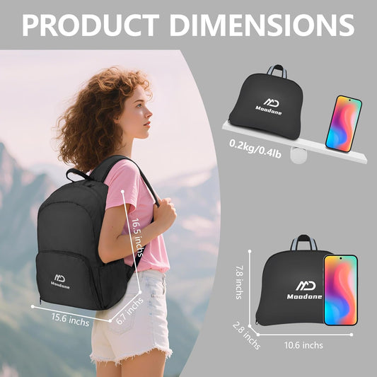 20L Ultra Lightweight Packable Backpack，Handy Foldable Waterproof Daypack for Travel, Collapsible Hiking Backpack Camping Outdoor Cycling Backpacking Women & Men, Black