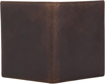 Polare Full Grain Leather Passport Holder RFID Blocking Travel Bifold Wallet Passport Holders 2 Passports (Dark Brown)