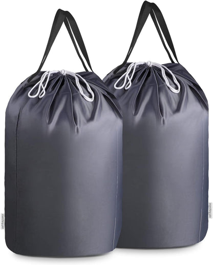 MCleanPin 140L Washable Laundry Bags with Handles,Dirty Clothes Storage for College Dorm or Travel, Laundry Liner Fit Most Laundry Hamper or Basket,2 Pack (Elegant Grey)