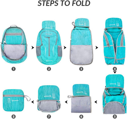 ZOMAKE 25L Ultra Lightweight Packable Backpack, Foldable Hiking Backpacks Water Resistant Small Folding Daypack for Travel(Aqua Blue)